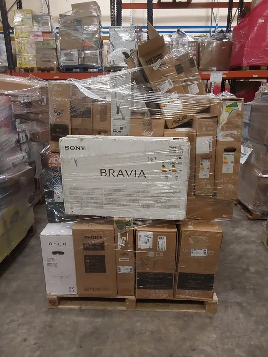 PALLET OF APPROXIMATELY 22 UNPROCESSED RAW RETURN MONITORS AND TELEVISIONS TO INCLUDE;