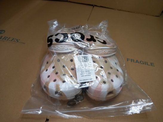 PACKAGED PAIR OF CHAI/PINK CROCS - SIZE 6