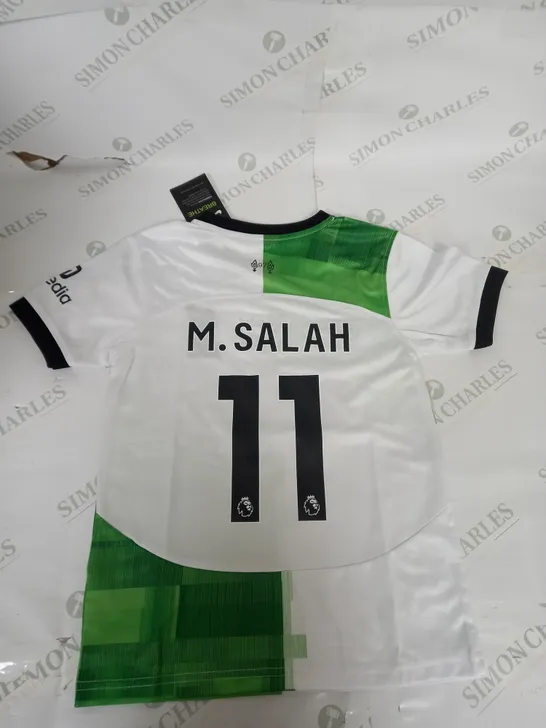 LIVERPOOL FC AWAY SHIRT AND SHORTS WITH M.SALAH 11 SIZE 22