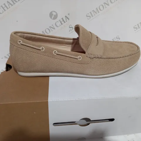 BOXED CALL IT SPRING PETRAJO SUED BEIGE LOAFER SHOE - SIZE 10 