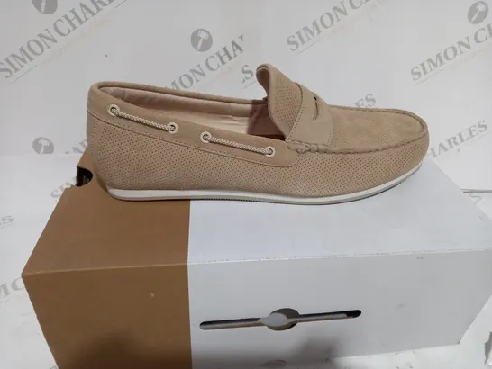 BOXED CALL IT SPRING PETRAJO SUED BEIGE LOAFER SHOE - SIZE 10 