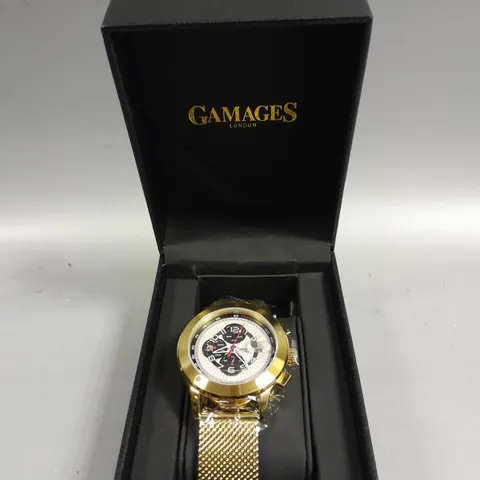 GAMAGES LIBERTY GOLD WHITE DIAL WATCH 