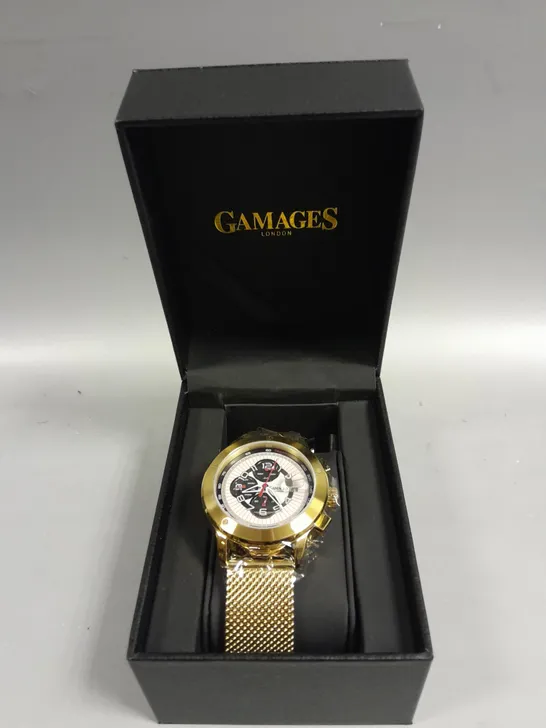 GAMAGES LIBERTY GOLD WHITE DIAL WATCH 