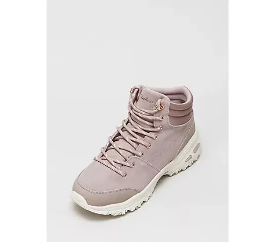 SKECHERS SATIN COLLAR LACE UP BOOTS- BLUSH SIZE 4.5