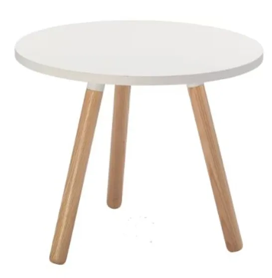 BOXED IMOLA 3 WHITE AND PINE TRIPOD TABLE