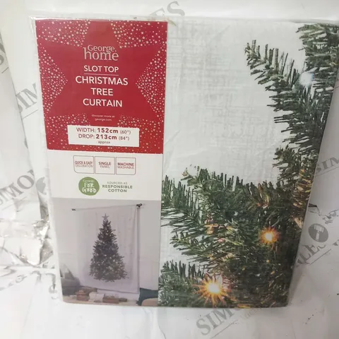 APPROXIMATELY 28 BRAND NEW HOME SLOT TOP CHRISTMAS TREE CURTAIN SETS APPROXIMATE WIDTH 152CM DROP 213CM