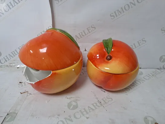 HOMEWORX BY HARRY SLATKIN & CO SET OF 2 CERAMIC PEACH CANDLES // COLLECTION ONLY