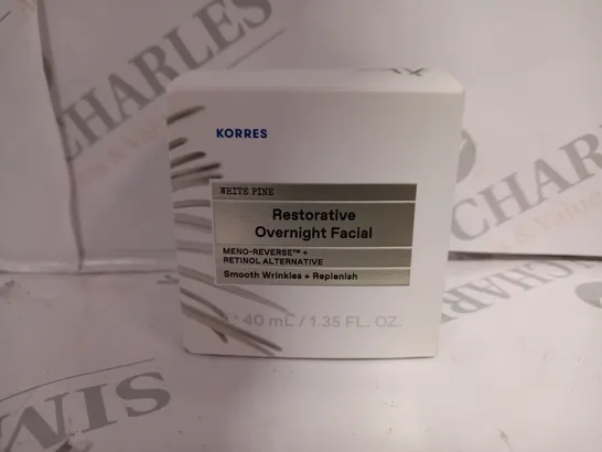 BOXED KORRES RESTORATIVE OVERNIGHT FACIAL 40ML