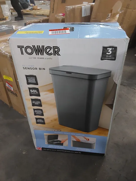 BOXED TOWER T838005 SENSOR BIN WITH RETAINER RING 50L