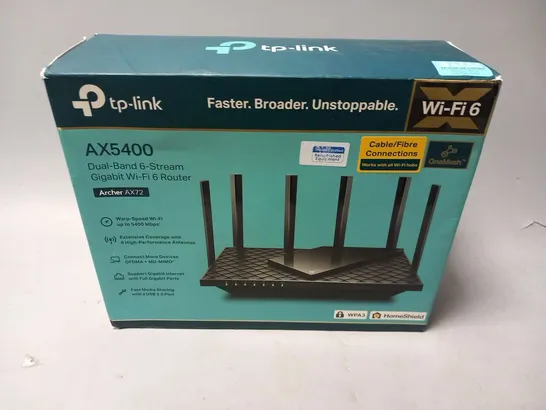 BOXED TP-LINK AX5400 DUAL BAND  STREAM GIGABIT WI-FI 6 ROUTER