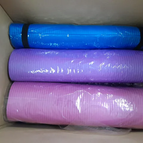 LARGE BOX OF APPROX 6 ASSORTED YOGA MATS 