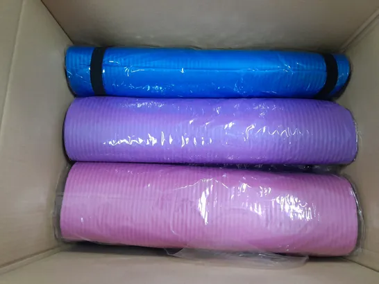 LARGE BOX OF APPROX 6 ASSORTED YOGA MATS 