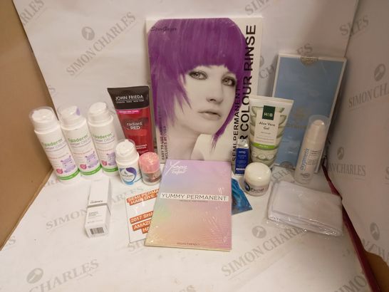 LOT OF APPROX 12 ASSSORTED COSMETIC ITEMS TO INCLUDE THE ORDINARY GRANACTIVE EMULSION, JOHN FRIEDA RADIANT RED SHAMPOO, H&B ALOE VERA GEL , ETC