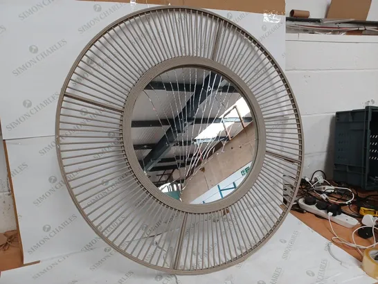 K BY KELLY HOPPEN BAMBOO TAUPE CIRCULAR MIRROR - COLLECTION ONLY