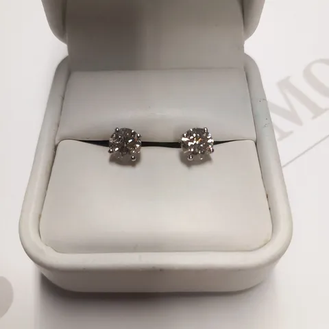 18CT WHITE GOLD STUD EARRINGS SET WITH DIAMONDS WEIGHING +2.03CT