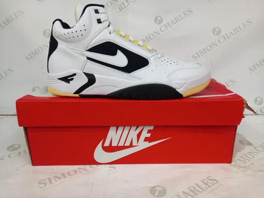 BOXED PAIR OF NIKE AIR FLIGHT LITE MID SHOES IN WHITE/BLACK/LEMON UK SIZE 8.5