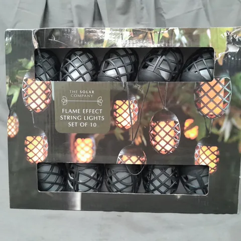 BOXED SOLAR COMPANY SET OF 10 FLAME EFFECT STRING LIGHTS