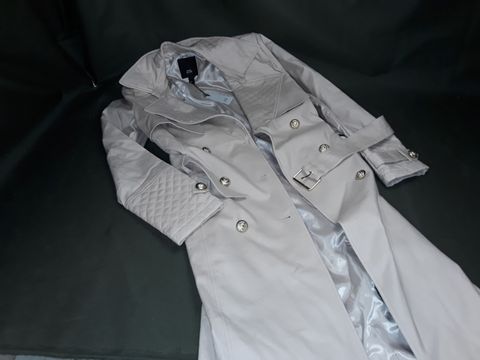RIVER ISLAND BUTTON FRONT BELTED JACKET IN  BEIGE - 10