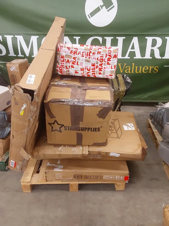 PALLET OF ASSORTED FURNITURE PARTS AND HOUSEHOLD PRODUCTS 