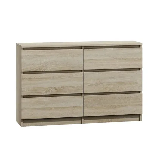 BOXED TRAYNOR 6-DRAWER 120CM W DOUBLE DRESSER - SONOMA (2 BOXES)