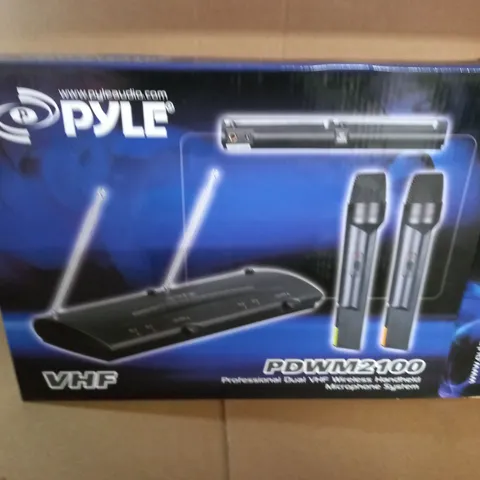 BOXED PYLE PROFESSIONAL DUAL VHF WIRELESS HANDHELD MICROPHONE SYSTEM