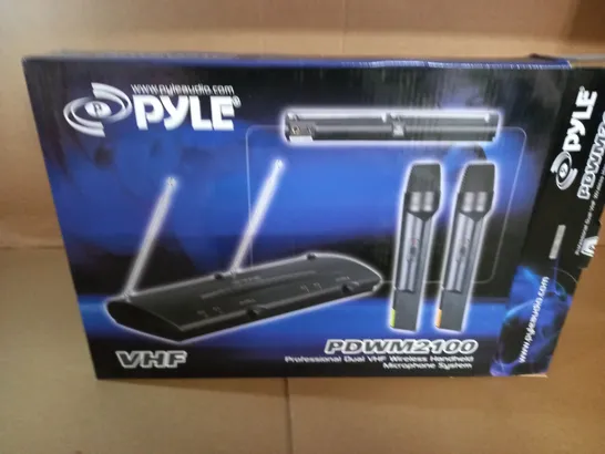 BOXED PYLE PROFESSIONAL DUAL VHF WIRELESS HANDHELD MICROPHONE SYSTEM