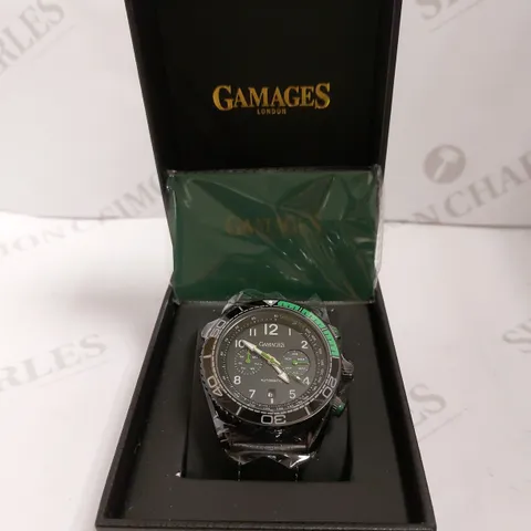 GAMAGES OF LONDON LIMITED EDITION HAND ASSEMBLED SUPREME AUTOMATIC WATCH - GREEN