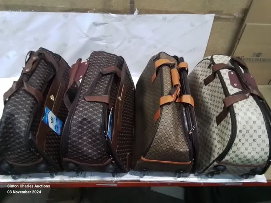 SELECTION OF 4 STYLISH TRAVEL BAGS ON WHEELS (STYLES AND COLOURS VARY)