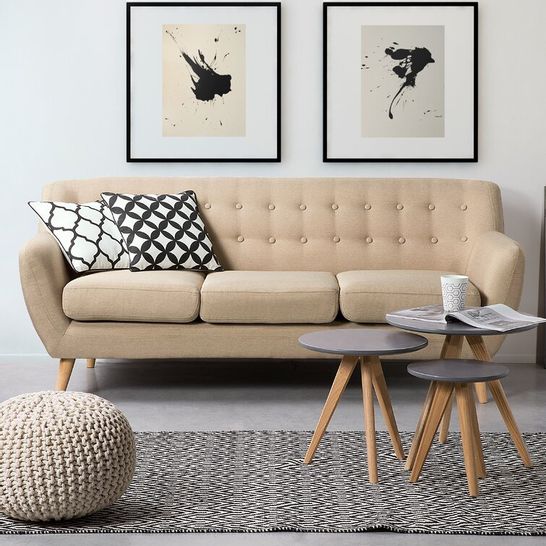 BOXED COLETTE BEIGE 3 SEATER SOFA