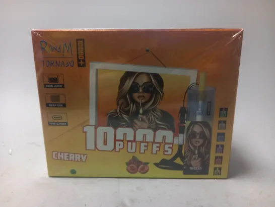 SEALED AND BOXED R AND M TORNADO DISPOSABLE VAPES - CHERRY - 10 PER BOX