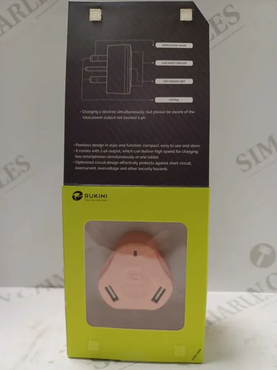 RUKINI COBRAPLUS DUAL USB POWER ADAPTER IN SALMON PINK