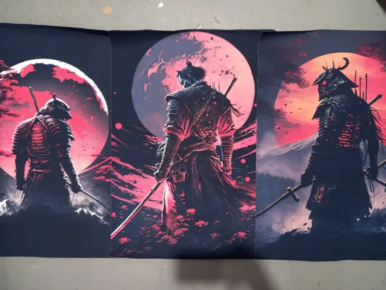 COLLECTION OF 3 STYLISH JAPANESE SAMURAI ART PRINTS