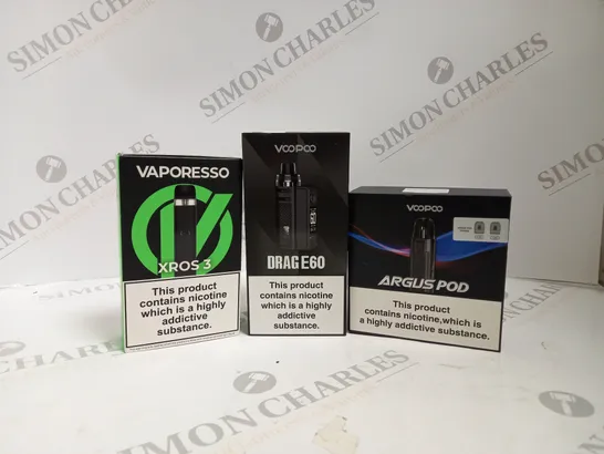 APPROXIMATELY 20 ASSORTED BOXED VAPING PRODUCTS TO INCLUDE VAPORESSO XROS 3, VOOPOO DRAG 360, VOOPOO ARGUS POD ETC. 