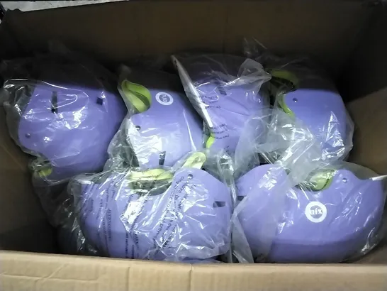 A BOX OF 11 CHILDREN'S HELMETS IN PURPLE