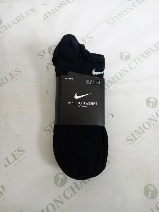 NIKE LIGHTWEIGHT TRAINING SOCKS IN BLACK - UK 11-14.5