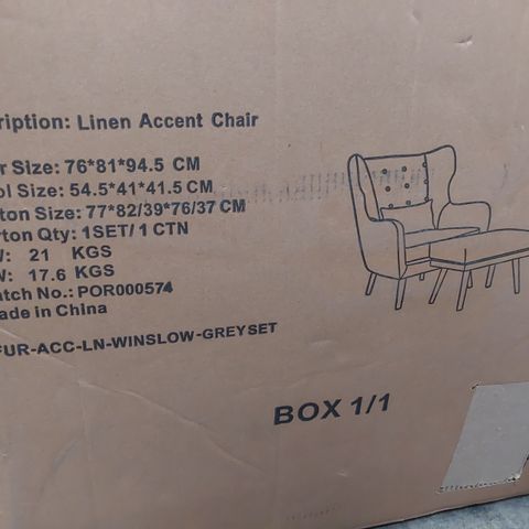 BOXED DESIGNER LINEN ACCENT CHAIR GREY FABRIC