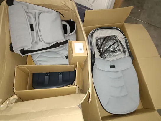 OYSTER 3 CARRY COT AND ACCESSORIES TO INCLUDE BACKPACK AND CAR SEAT ADAPTERS - GREY / 2 BOXES