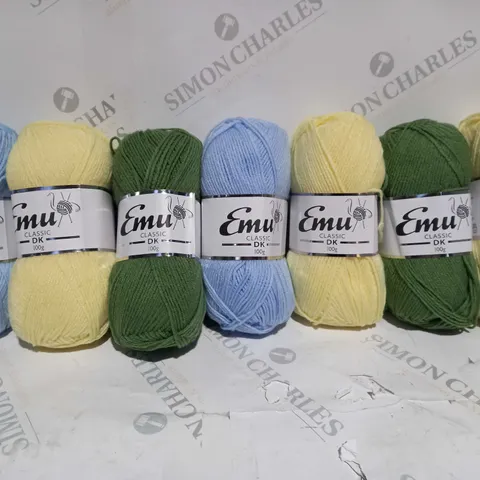 18 boxed emu classic yarn colours include blue, yellow, green 