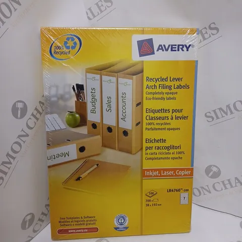 6 X AVERY LR4760 RECYCLED LEVER ARCH FILING LABELS 