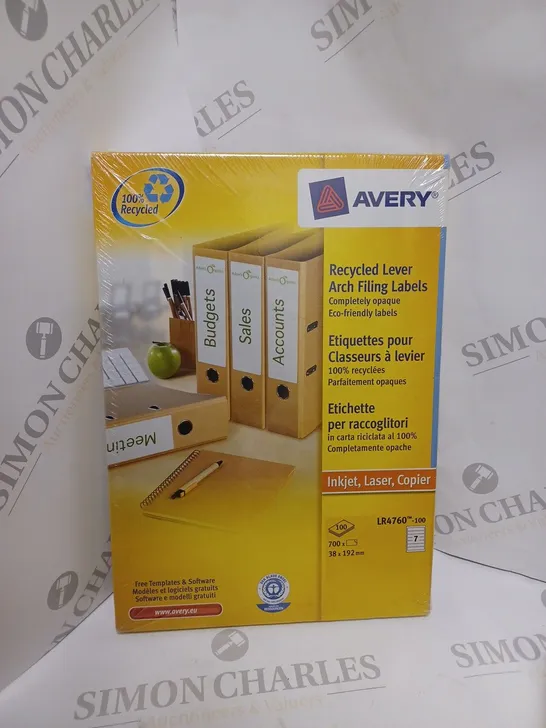 6 X AVERY LR4760 RECYCLED LEVER ARCH FILING LABELS 