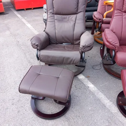 DESIGNER SANTIAGO BROWN SWIVEL CHAIR WITH FOOTSTOOL