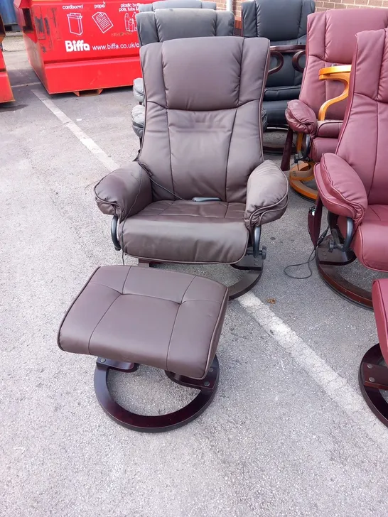 DESIGNER SANTIAGO BROWN SWIVEL CHAIR WITH FOOTSTOOL