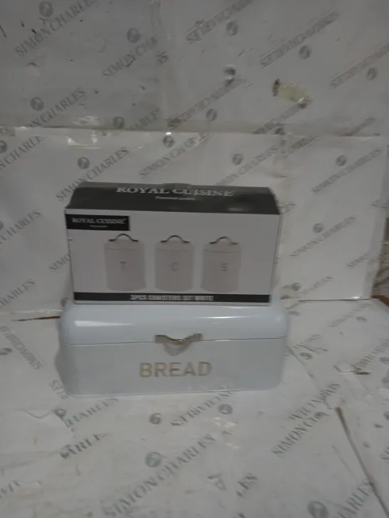 ROYAL CUISINE 4 PEICE KITCHEN SET - BREAD BIN - TEA, COFFEE, SUGAR 