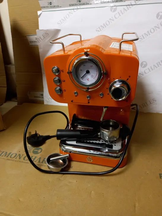 SWAN RETRO PUMP ESPRESSO COFFEE MACHINE - ORANGE