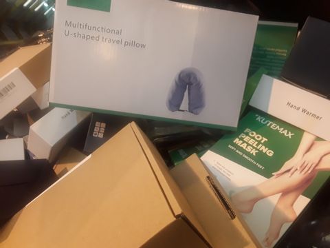 LARGE PALLET OF ASSORTED BRAND NEW STOCK, INCLUDING, FOOT PEELING MASKS, PRINTER CARTRIDGES, FALSE NAILS, TRAVEL PILLOWS, RECHARGABLE HAND WARMERS, GENTS SHAVING KIT, 
