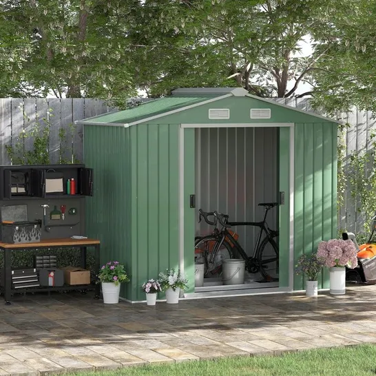 BOXED 213 X 130cm AMDAN STAINLESS STEEL TOOL SHED (2 BOXES)