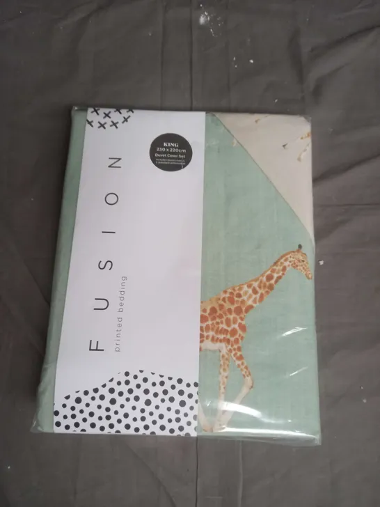 FUSION PRINTED BEDDING VDUVET COVER SET IN MILO GIRAFFE SIZE KING