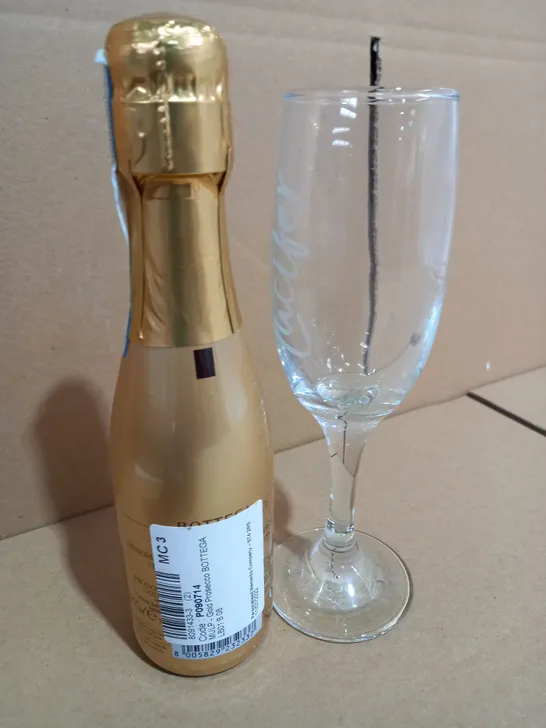 PERSONALISED CHAMPAGNE GLASS WITH 200ML PROSECCO BOTTEGA 