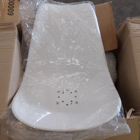 BOXED DESIGNER WHITE PLASTIC DINING CHAIR