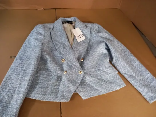 ZARA TEXTURED BLUE BLAZER - EUR L